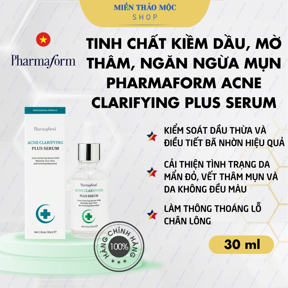 Tinh chất kiềm dầu mờ thâm ngăn ngừa mụn Pharmaform Acne Clarifying Plus Serum 30ml